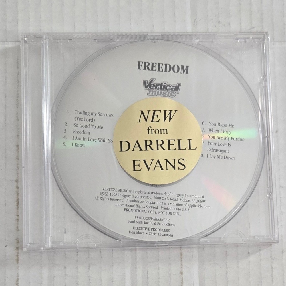 Darrell Evans Freedom CD 1998 Vertical Music Promo‎ Worship Trading My Sorrows
